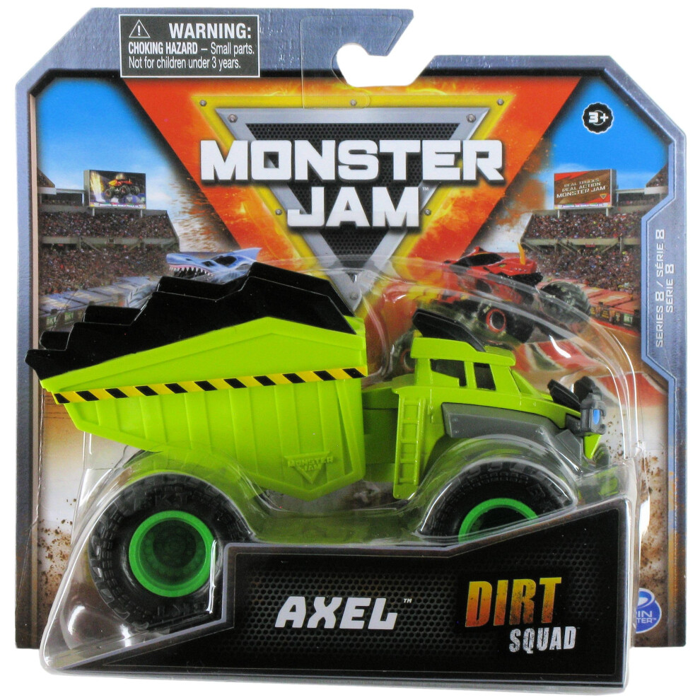 Monster Jam 2023 1:64 Diecast Dirt Squad Series 8 Axel The Dump Truck (Light Green)