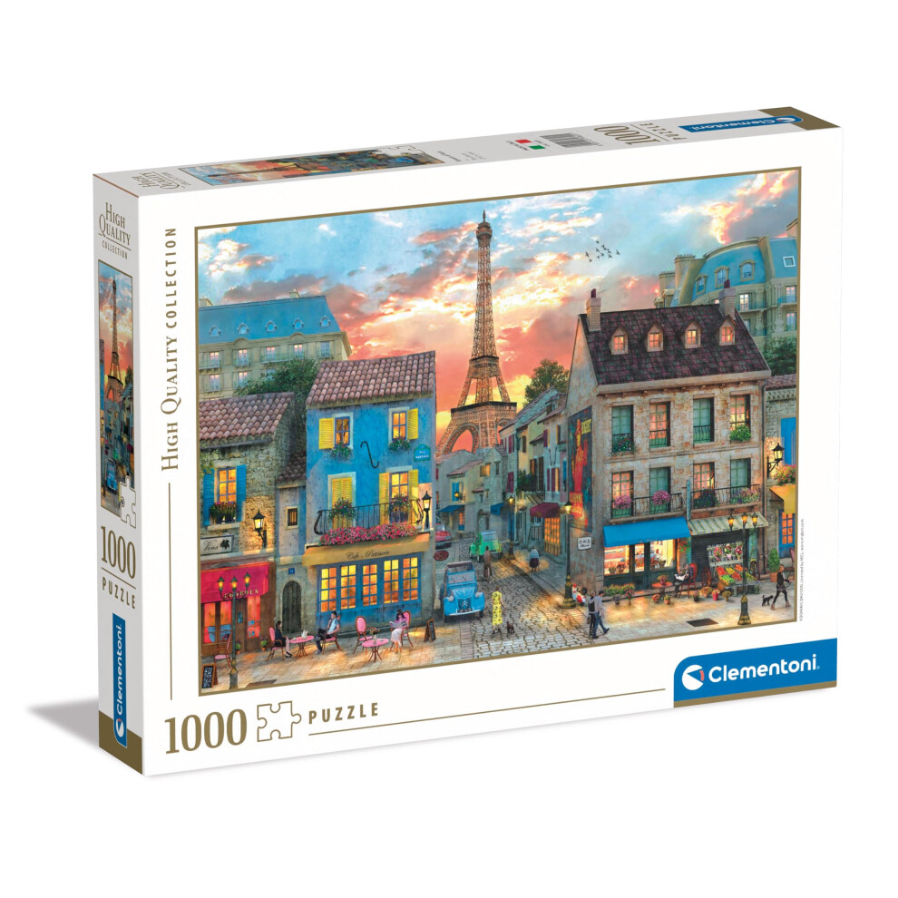 New Clementoni Collection-Streets Of Paris-1000 Pieces, Paris Jigsaw Puzzle, Horizontal, Fun For Adults, Made In Italy, Multicoloured, 39820