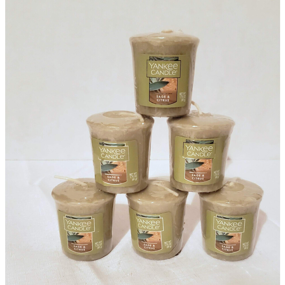 Yankee Candle Lot of 6 Sage & Citrus Votive Candles