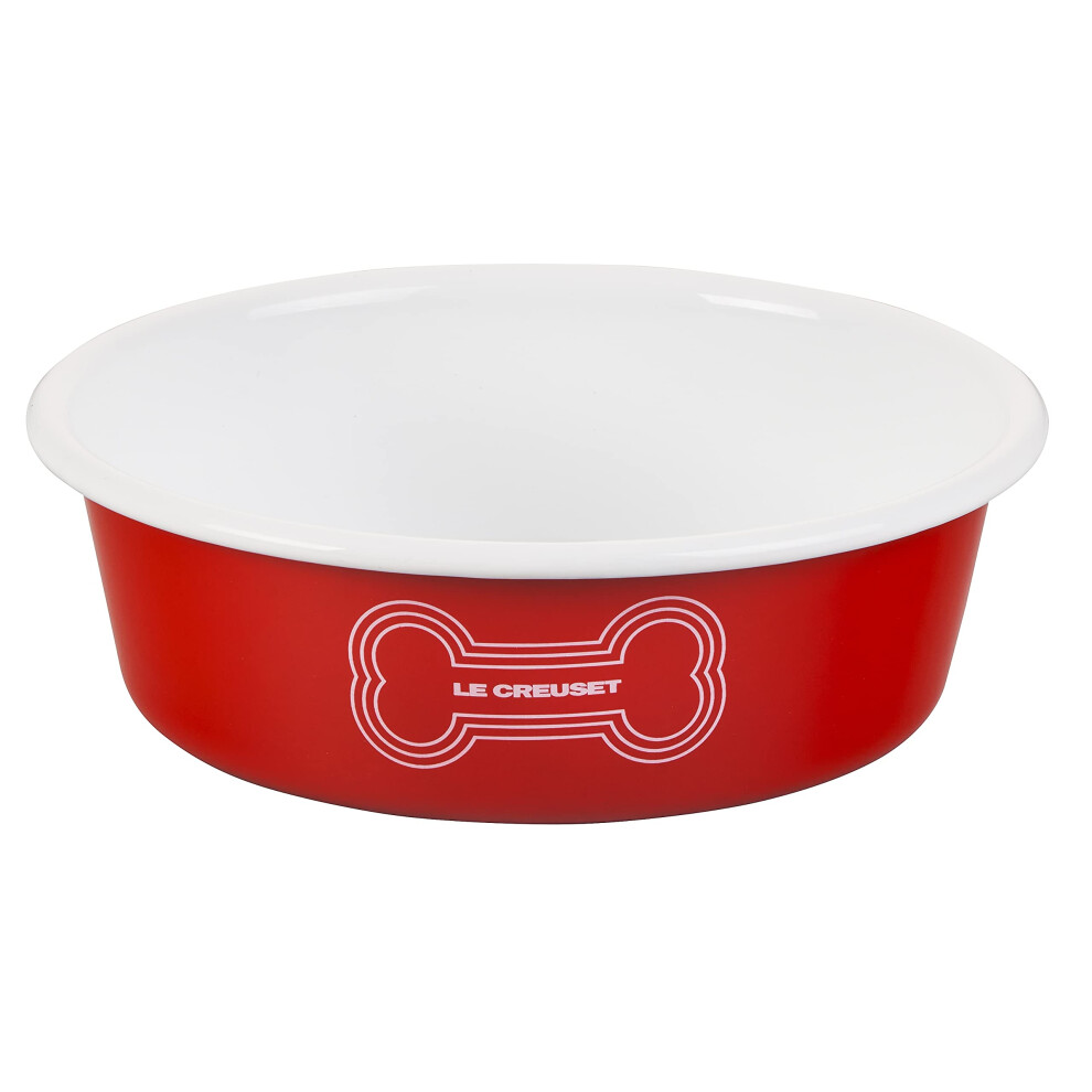 Le Creuset Enamel on Steel Medium Dog Bowl, 4 Cups, Red