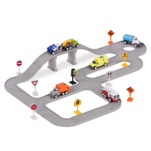 DRIVEN by Battat WH1078Z Serie Multipack (Confezione da 6 Safe & Clean City Crew Pocket Playset - Set da 57 pezzi con binari per veicoli da lavor