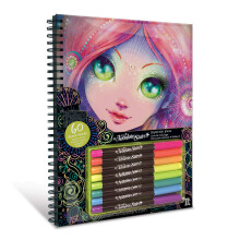 Large Coloring Book for Girls - 60 Black Coloring Pages - Comes with 8 Neon-Ink Gel Pens