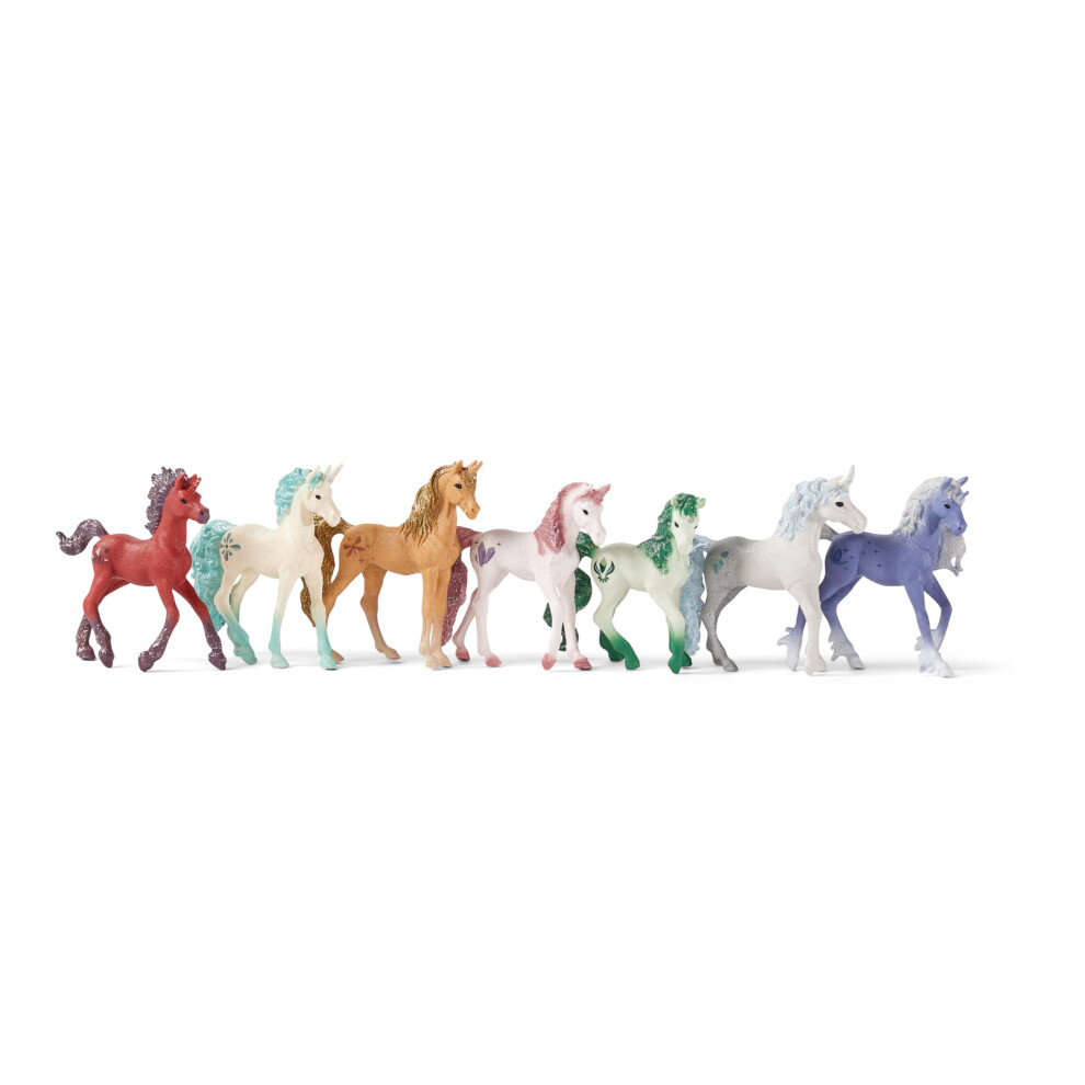 Schleich bayala 7-Piece Gemstone Collectible Unicorn Toy Set with 7 Unique Toy Unicorn Collectibles