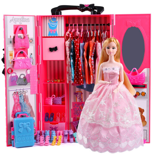 UCanaan Boneca de 11.5 Polegadas com Guarda-Roupa e Acessórios