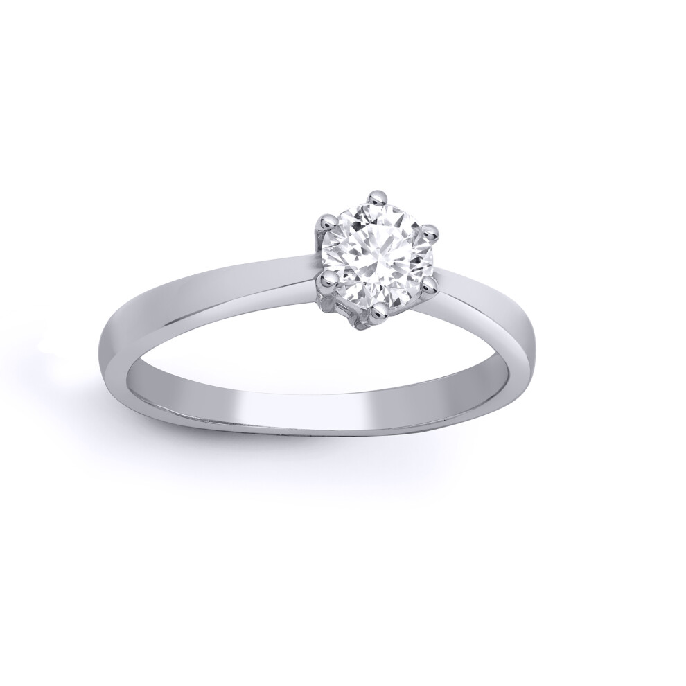 (I) Jewelco London Solid 18ct White Gold 6 Claw Set Round G SI1 1.5ct Diamond Solitaire Engagement Ring - 18R311-150