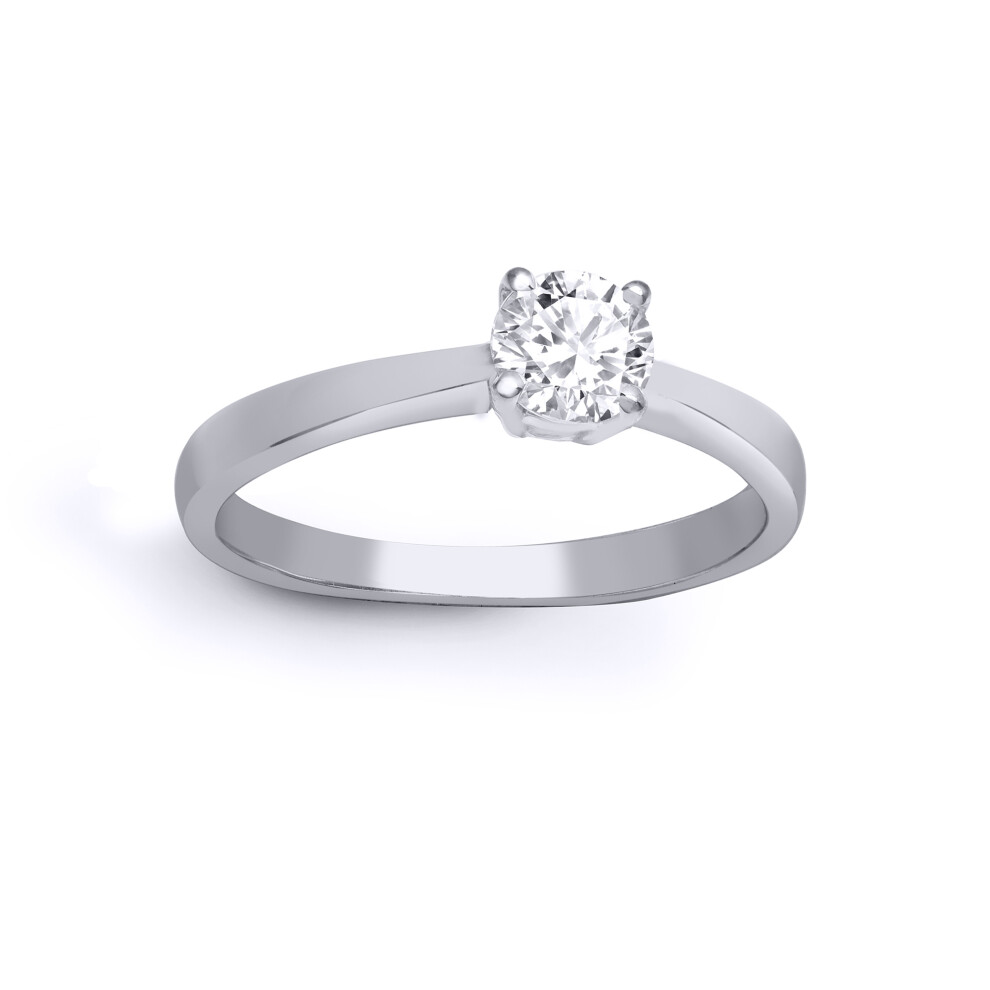 (J) Jewelco London Ladies Solid 18ct White Gold 4 Claw Set Round G SI1 1ct Diamond Solitaire Engagement Ring - 18R321-100