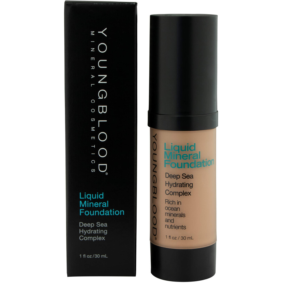 Youngblood Mineral Cosmetics Liquid Mineral Foundation, Golden Sun (Old Version) | Full Coverage Mineral Lightweight Makeup | Vegan, Cruelty Free, Pa