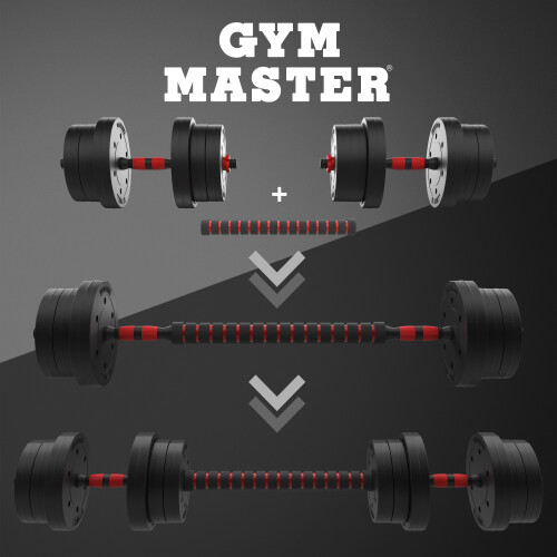 GYM MASTER 20kg Dumbbell Weight Set Barbell Adjustable Bar Extender Training 1