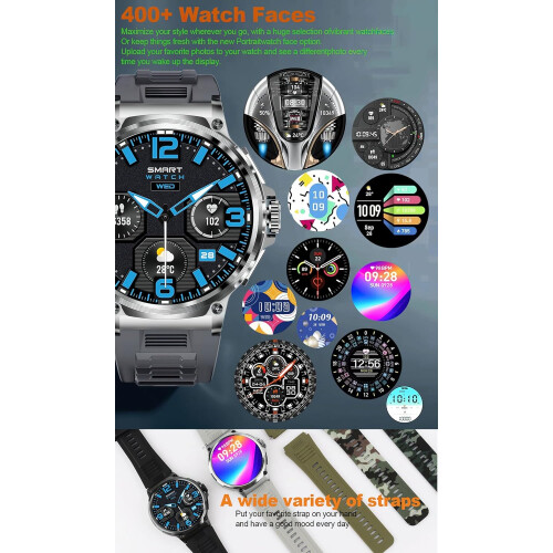 Chronus 1.85" Military Smart Watch, Bluetooth Call, 5ATM, iOS/Android 2