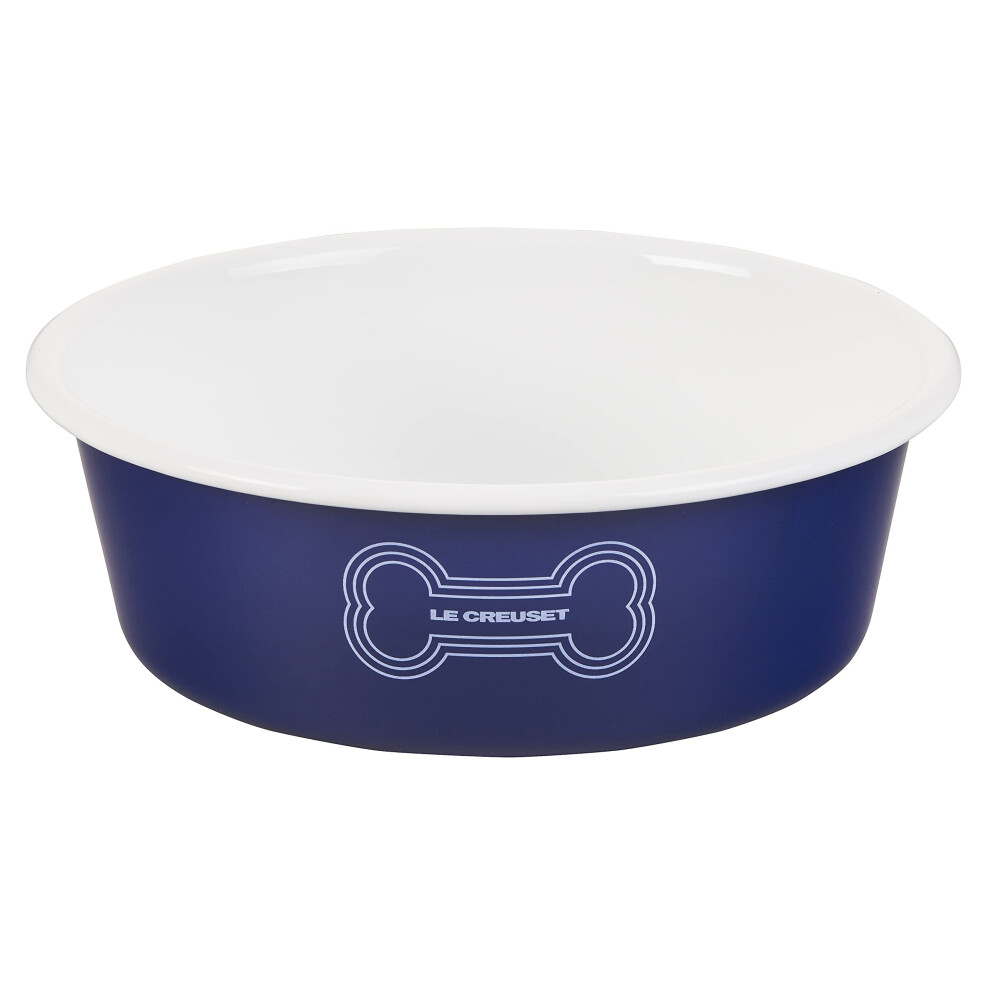 Le Creuset Enamel on Steel Large Dog Bowl, 6 Cups, Dark Blue