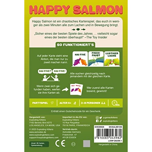 Asmodee Exploding Kittens, Happy Salmon, Party Game, 3-8 Players, from 6+ Years, 90 Seconds, German 2