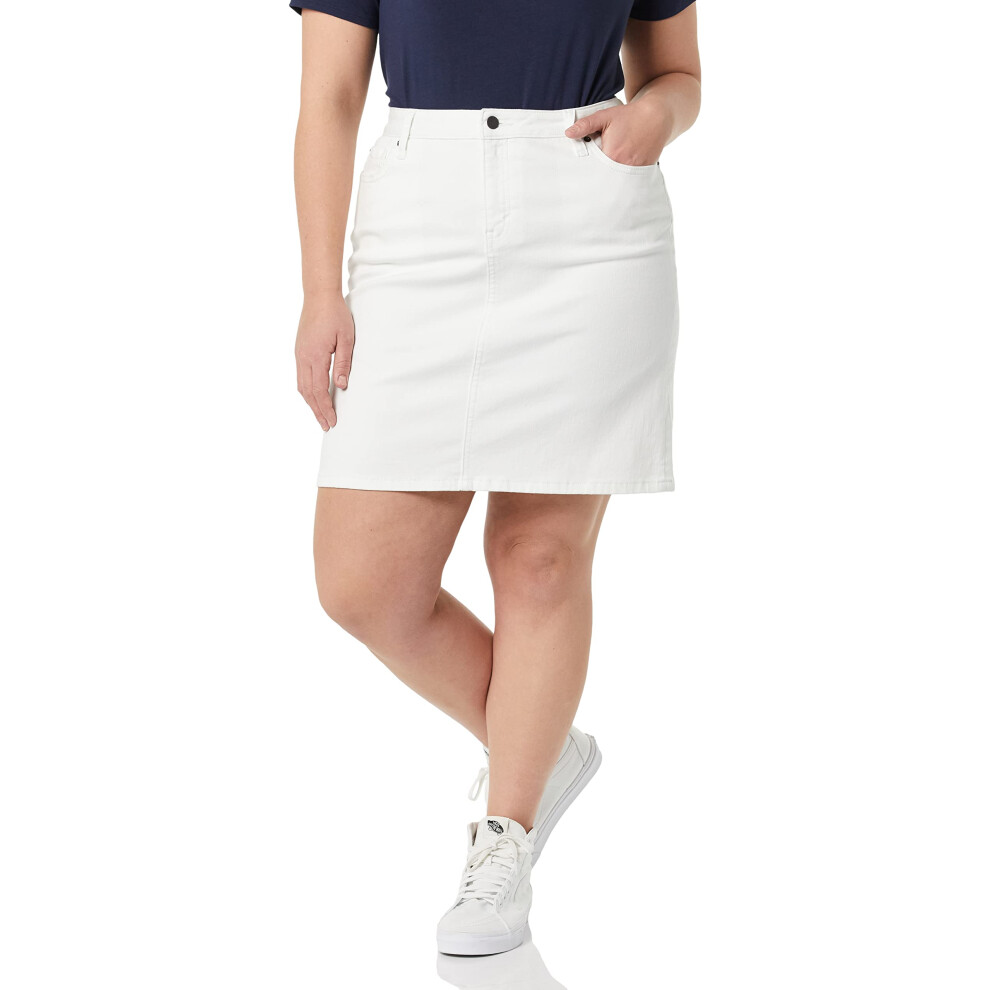 Amazon Essentials Womens classic 5-Pocket Denim Skirt (Available in Plus Size), White, 8