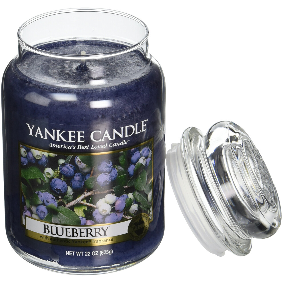 Yankee Candle Blueberry Scented, Classic 22oz Large Jar Single Wick Candle, Over 110 Hours of Burn Time