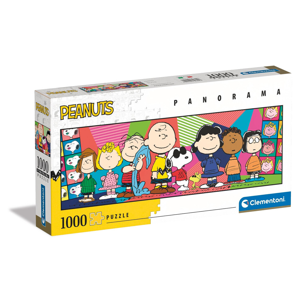 Clementoni 39805 Panorama Peanuts 1000 Pieces, Jigsaw Adults, Comic Puzzle-Made in Italy