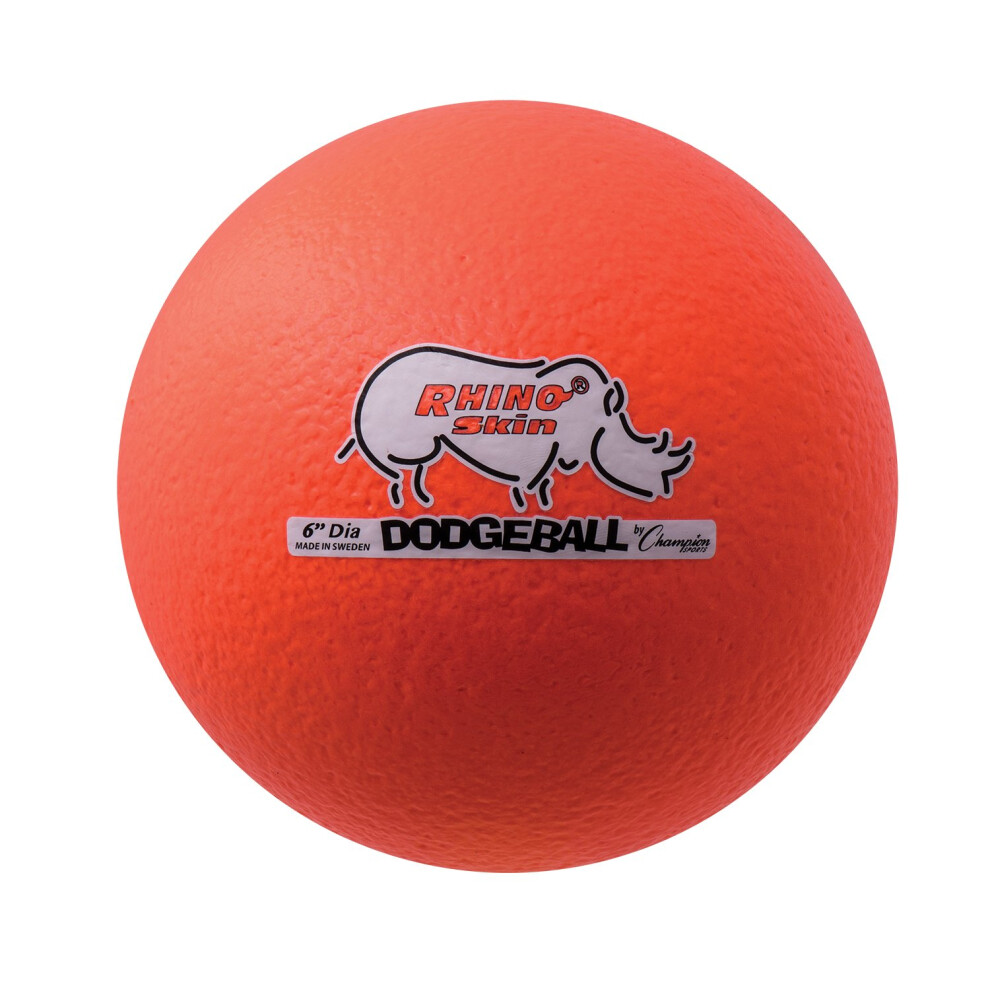 Champion Sports Rhino Skin Dodgeball (Single, Neon Orange, 6")