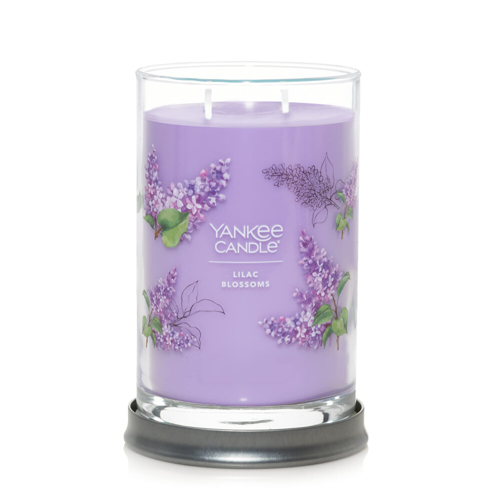 Yankee Candle Lilac Blossoms Scented, Signature 20oz Large Tumbler 2-Wick Candle, Over 60 Hours of Burn Time