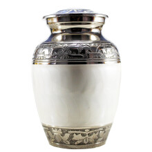eSplanade Cremation Urn Memorial Container Jar Pot | Metal Burial Urns | Keepsake for Ashes | Brass - White - 6" Inches (Medium)