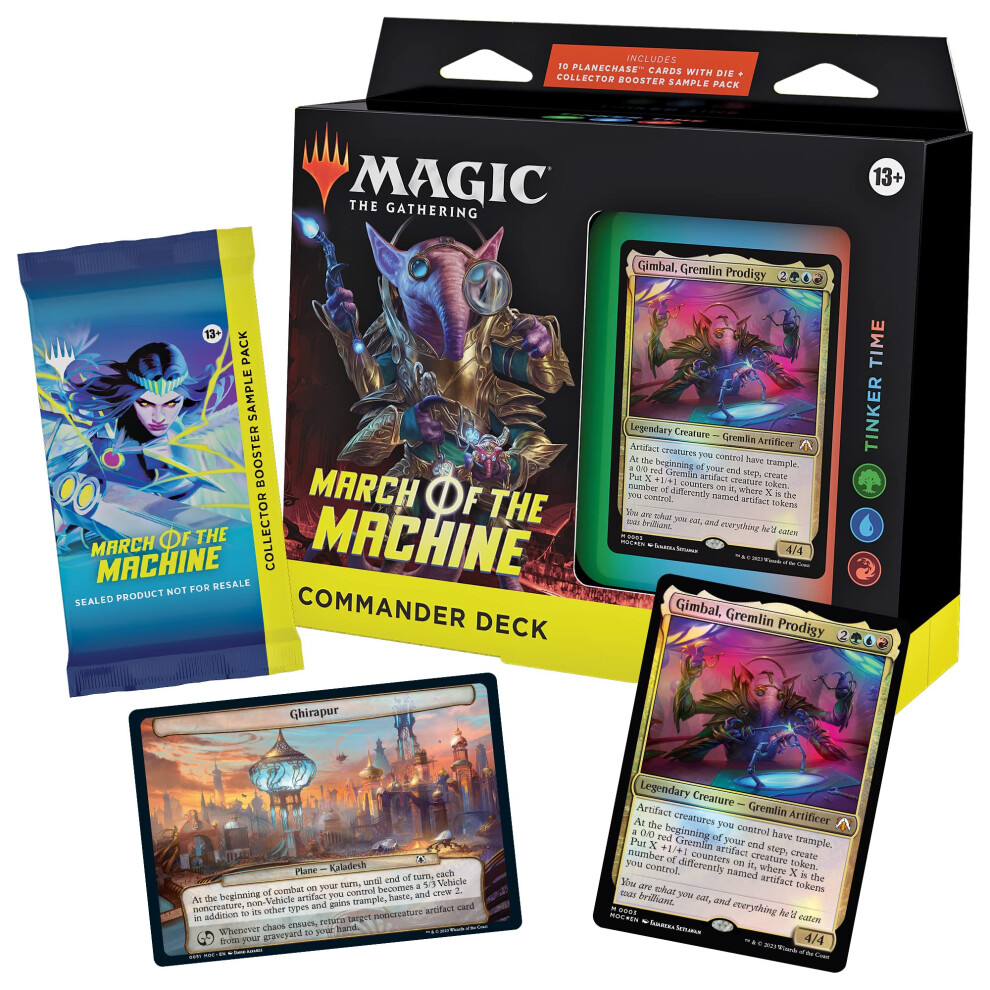 Magic: The Gathering March of the Machine Commander Deck - Tinker Time (100-Card Deck, 10 Planechase cards, Collector Booster Sample Pack + Accessori