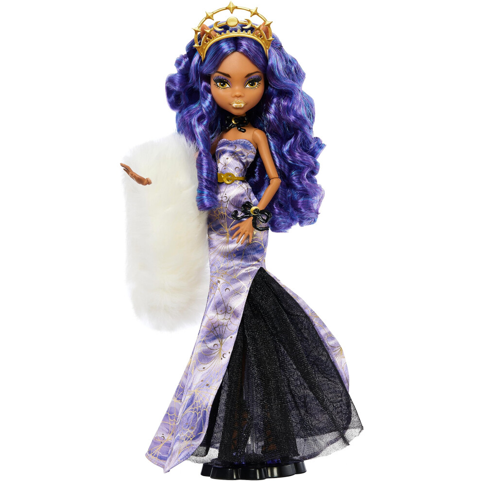 Monster High Howliday Winter Edition Doll, Clawdeen Wolf Collectible in ICY Lavender Gown with Furry Boa & Accessories