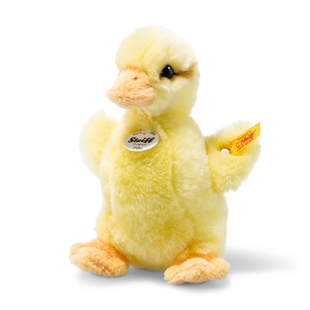 Steiff USA Yellow Pilla Duckling Plush Toy, 5.5 x 5.1 x 3.5 - Cuddly Duck Toy, Airbrushed Accents (73335)