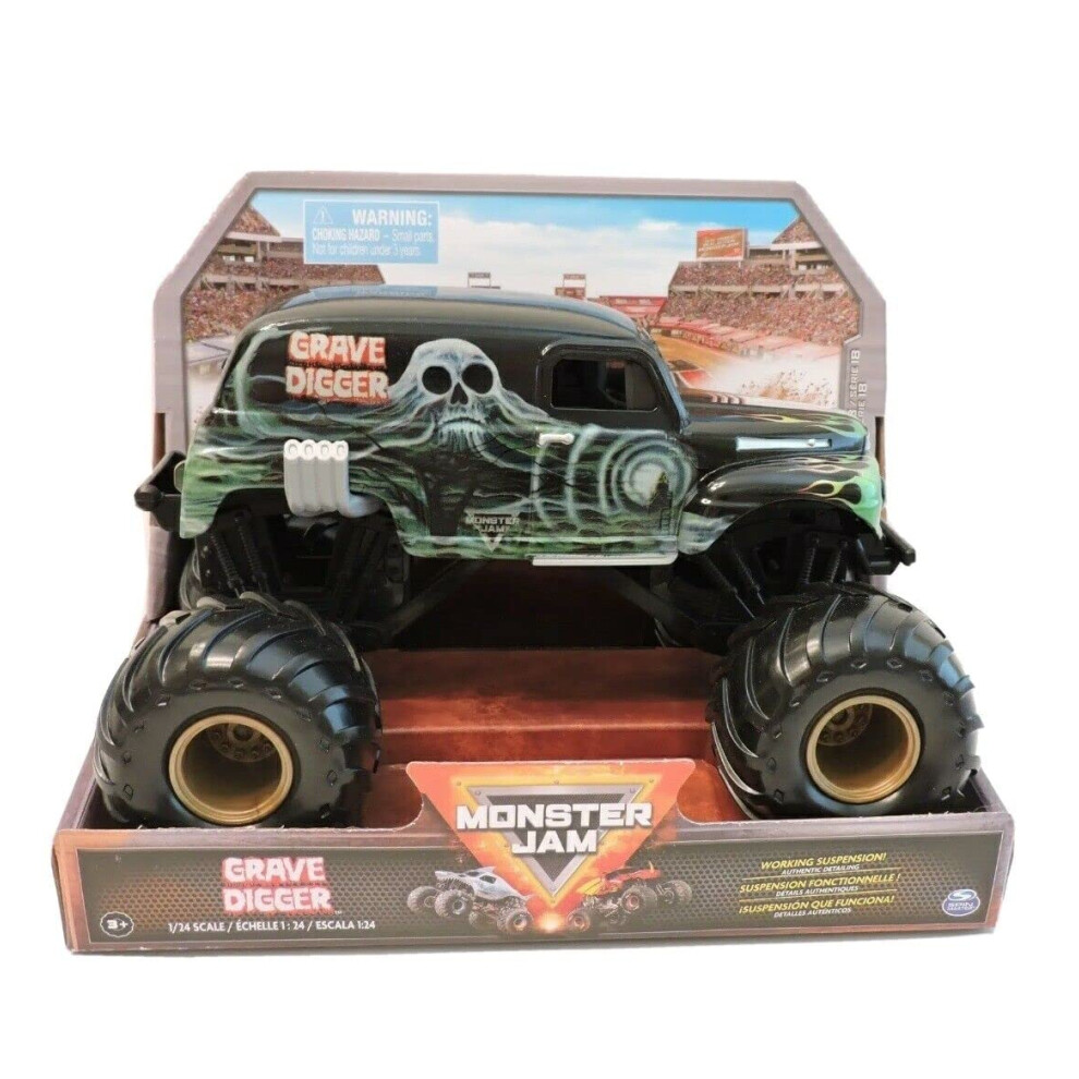 Monster Jam, Official Grandma Grave Digger New 2023 Monster Truck, Collector Die-Cast Vehicle, 1:24 Scale, Kids Toys for Boys Ages 3 and up