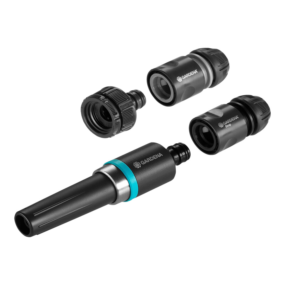 Gardena Ecoline Basic Set: Spraying Set Consisting Of Cleaning Nozzle, Tap Connector, Adapter, Hose Connector And Water Stop, For Watering And Cleani