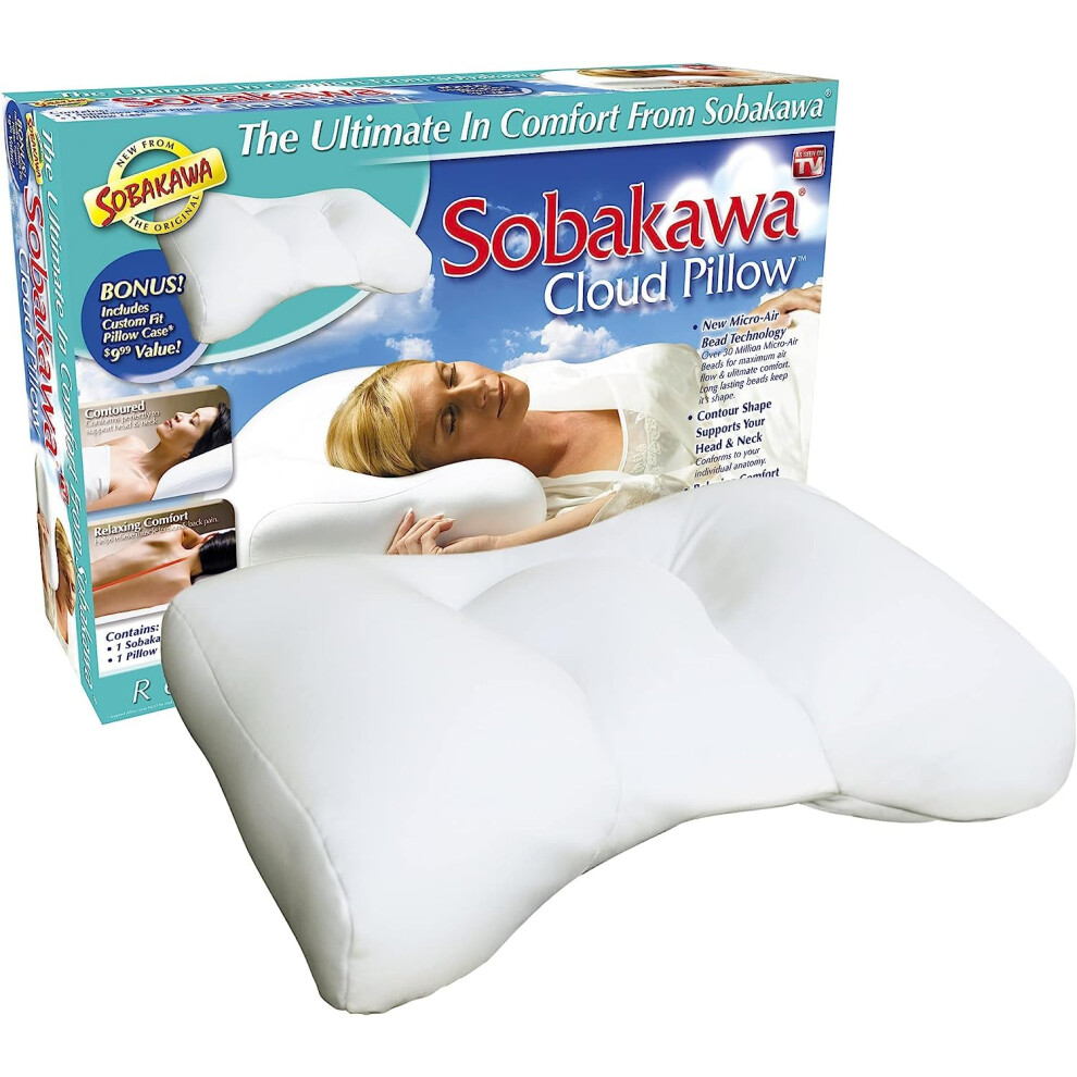 Sobakawa Cloud Pillow with Microbead Fill- Microbead Pillow- Contoured-shaped Pillow for Neck and Head- Support Pillow for Sounder Sleep- Microbead P