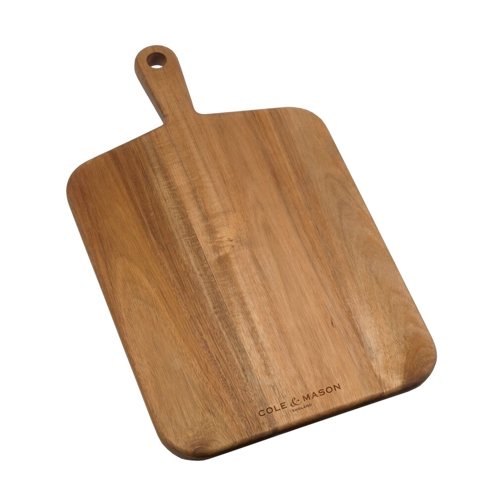 Cole & Mason Barkway Medium Chopping Board With Handle - Wood Chopping Board - Cutting Board For Vegetables, Meat, Fish, Fruit And Cheese - Board Wit
