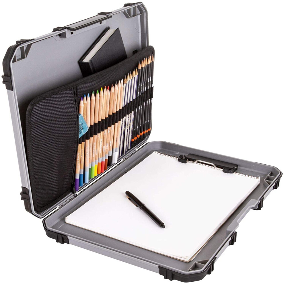 ArtBin 6838AG Sketch Board, Portable Drawing Surface with Internal Art & Craft Storage, Grey