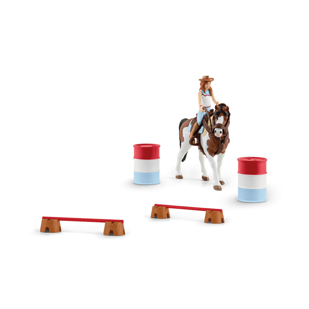 Schleich Horse Club 12-Piece Hannah's Riding Horse Set - Rodeo Riding With Cowgirl And Horse, Realistic Western Rodeo Farm Animal Toys And Accessorie