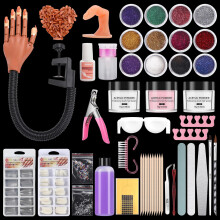 LIONVISON Practice Hand for Acrylic Nails,Flexible Nail Practice Hands Fingers with Acrylic Nail Kit,Fake Nail Mannequin Hand Acrylic Powder Brush Na