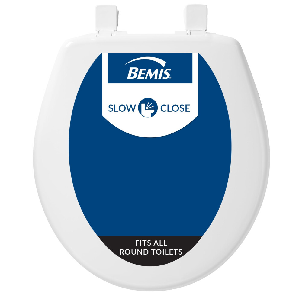 BEMIS 730SLEC 000 Toilet Seat will Slow Close and Removes Easy for Cleaning, ROUND, Plastic, White