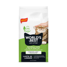 WORLD'S BEST CAT LITTER Comfort Care Unscented 15-Pounds - Natural Ingredients, Quick Clumping, Flushable, 99% Dust Free & Made in USA - Long-Lasting