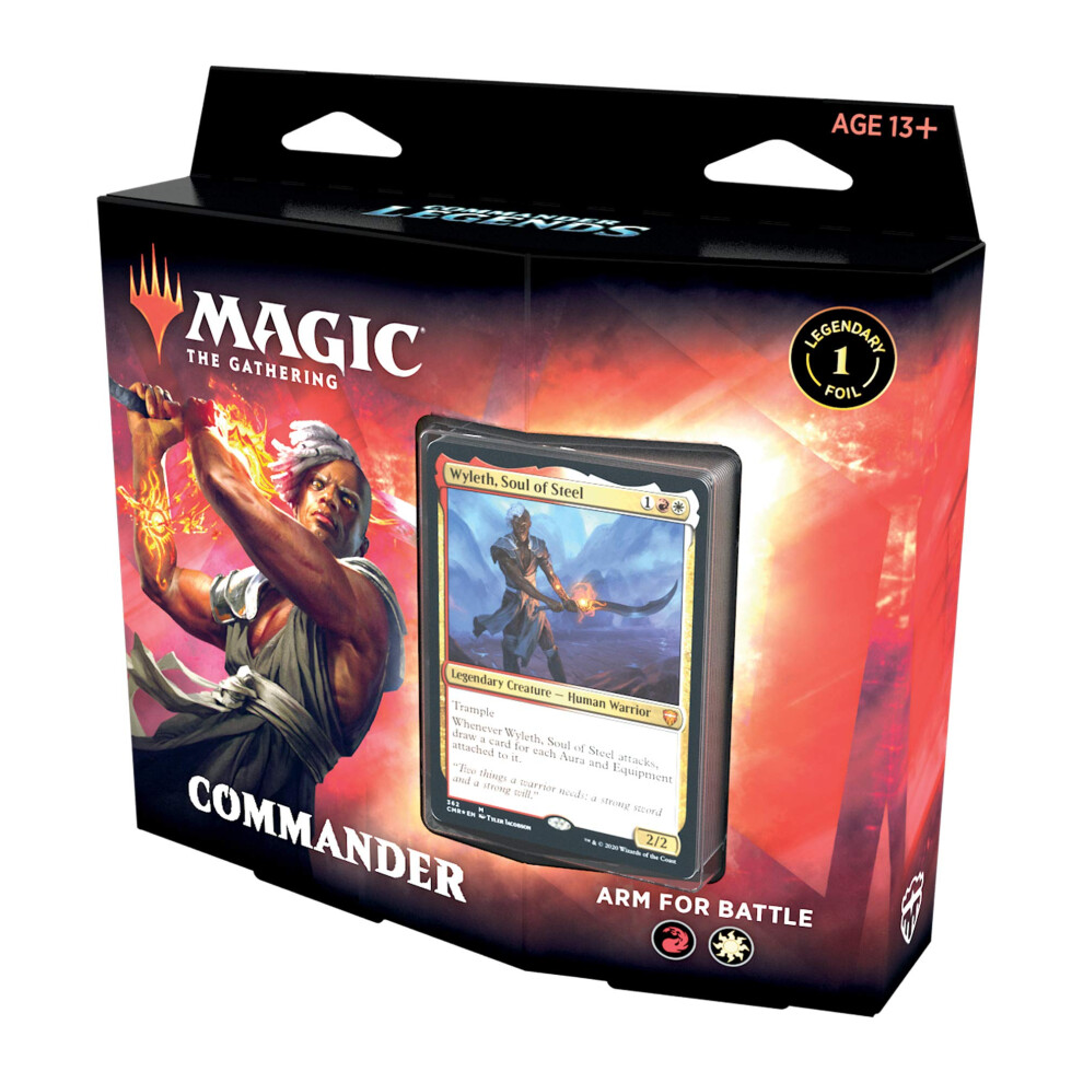 Magic: The Gathering Commander Legends - Arm for Battle | 100 Card Ready-to-Play Deck | 1 Foil Commander | Red-White, C78590000