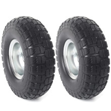 (2-Pack) AR-PRO Ruote in Gomma Solida da 10 Pollici - Sostituzione 4.10/3.50-4" Senza Piatto con Cuscinetti da 5/8"
