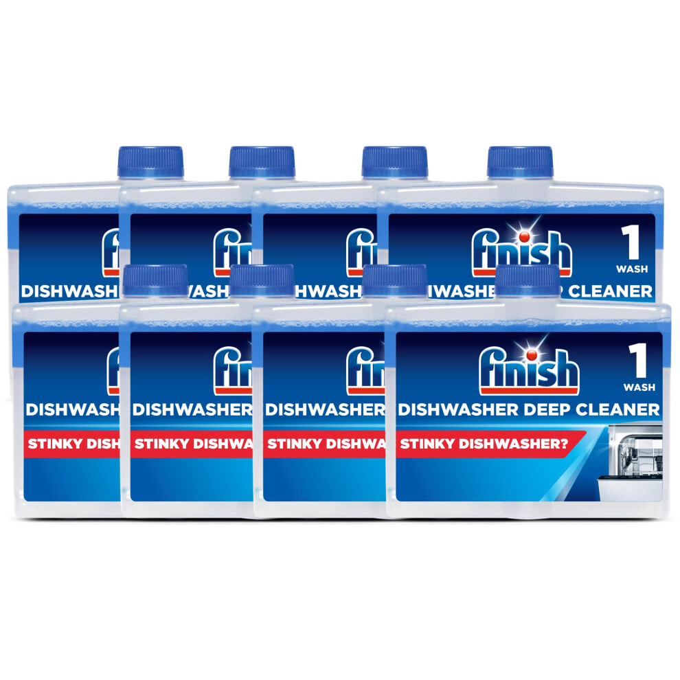 Finish Dishwasher Machine cleaner  Original  Pack of 8, 250ml Each Deep cleans and Helps to prolong life of your dishwasher