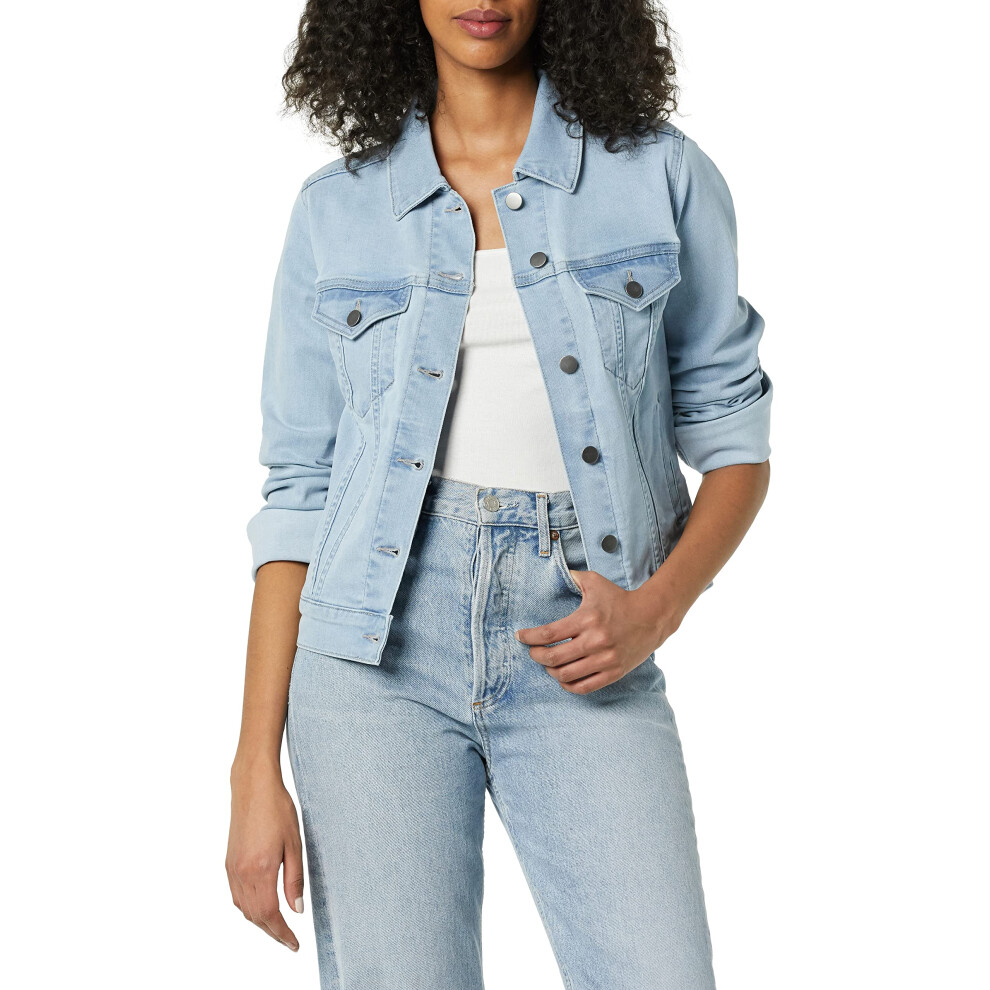 Amazon Essentials Womens Jean Jacket (Available in Plus Size), Light Wash, Large