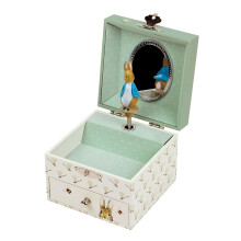 Trousselier Pierre Rabbit Musical Treasure Box/Jewellery Ideal Gift for Children Lullaby Music by Mozart Green
