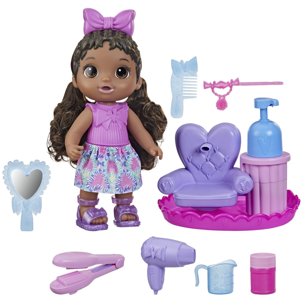 Baby Alive Sudsy Styling Doll, Black Hair, Includes 12-Inch, Salon Chair, Toys for 3 Year Old Girls and Boys and Up