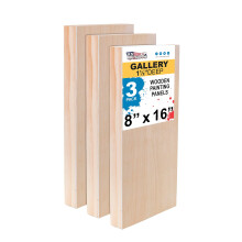 U.S. Art Supply 8" x 16" Björk Trä Paneler för Målningspouring (3-Pack) - Konstnärsdjup