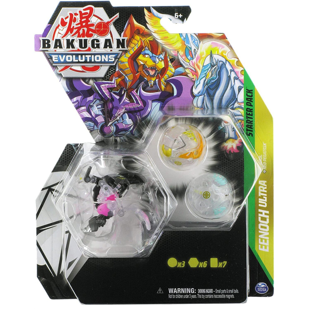 Bakugan Evolutions 2022 Starter 3-Pack with Diamond Eenoch Ultra, Diamond Pharol, and Diamond Neo Pegatrix