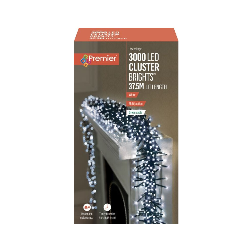 Premier White/Green - 3000 Led Multi Action Cluster Brights With Timer