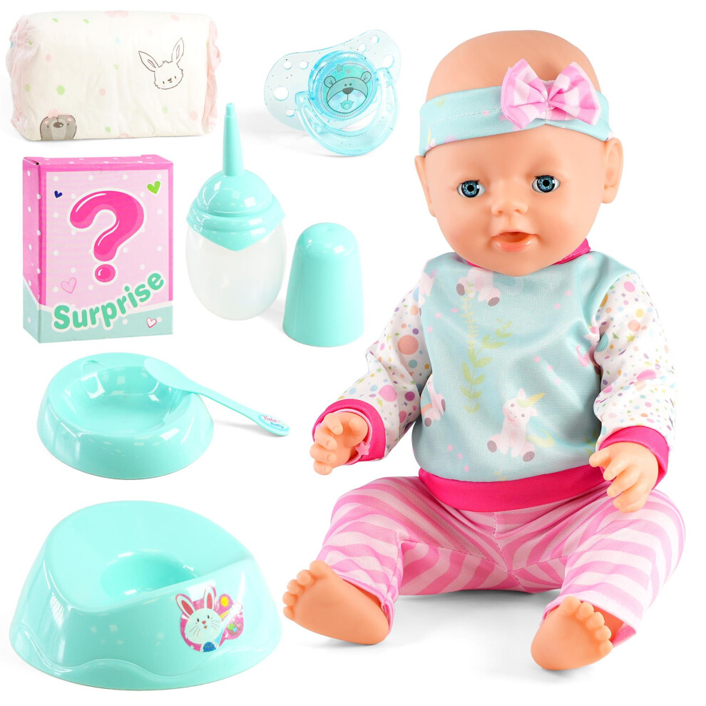 BiBi Doll Interactive Baby Girl Doll with Accessories Cry & Drink & Wet Gift for Kids