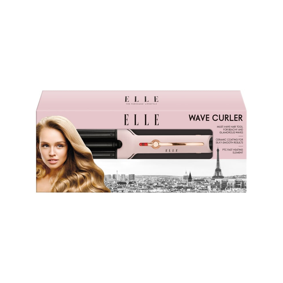 ELLE Wave Curler LED Indicator Soft Touch Matt Finish 110-240V- Pink