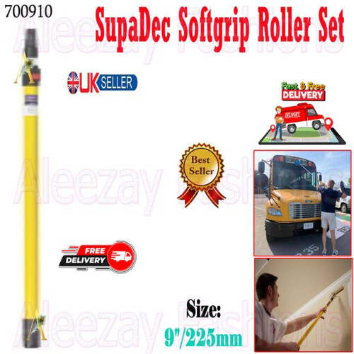 DIY Decorating Time Saving Paint Pole For Softgrip Roller Set 9"/225mm