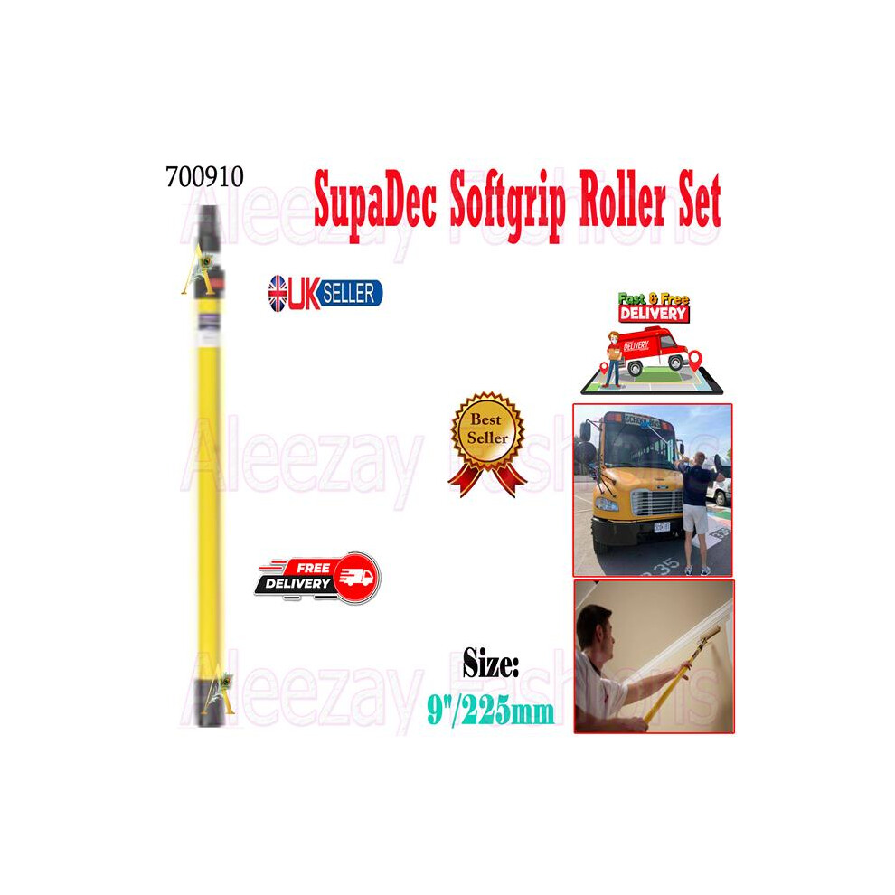 DIY Decorating Time Saving Paint Pole For Softgrip Roller Set 9"/225mm