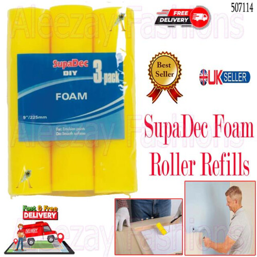 DIY Decorating Paint Foam Roller Refills - 9"/225mm - Pack of 3