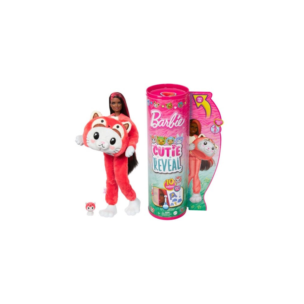 Barbie Doll Cutie Reveal Kitten-Panda Hrk23 Mattel Red
