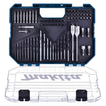 Yhdistelmä metsät ja kärjet (75 kpl) - MAKITA - E-15126 - 1/4" kuusiokolo 65mm - Läpinäkyvä muovikotelo - Suositut kärjet