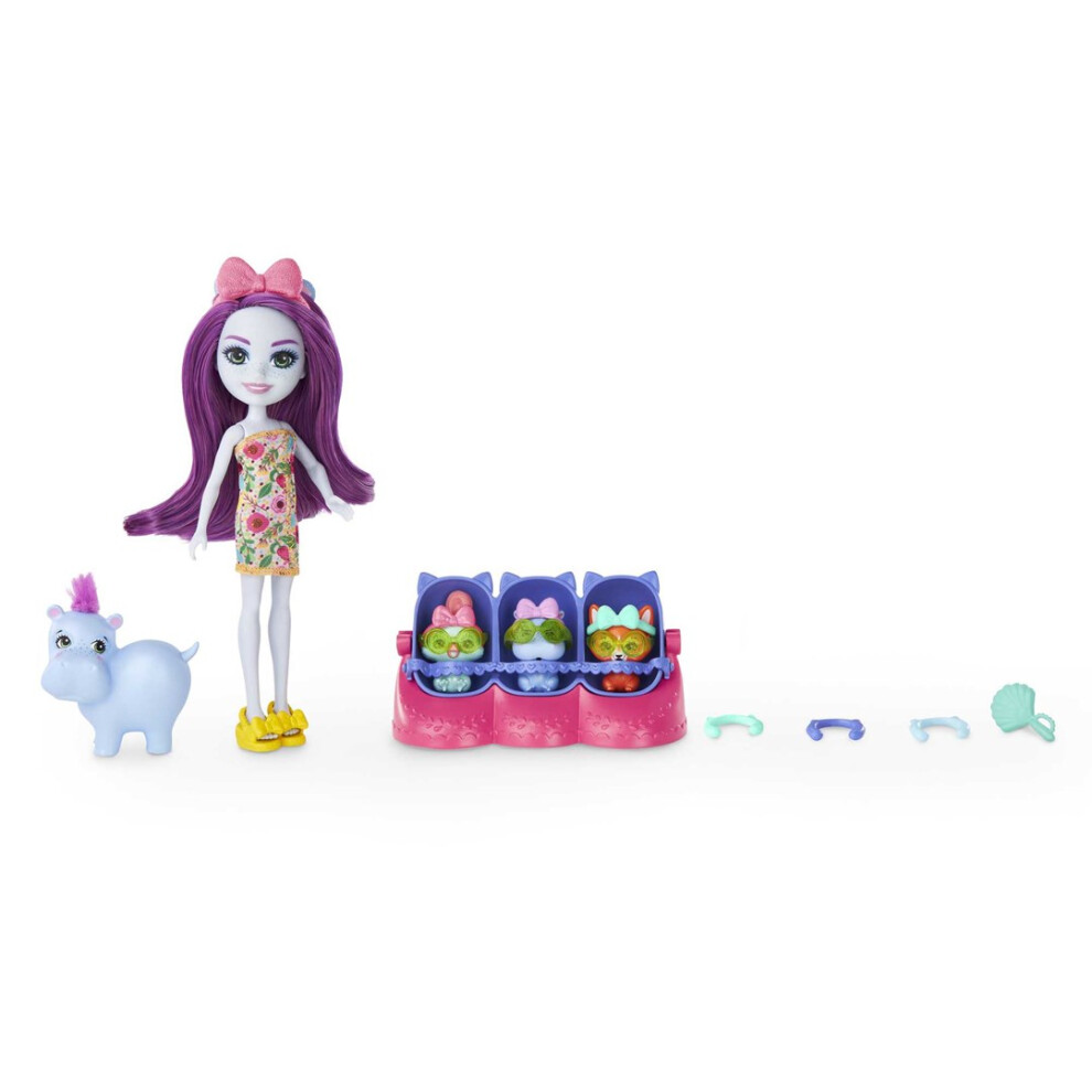 Mattel Enchantimals Baby Best Friends Hedda Hippo & Lake Doll And Accessories